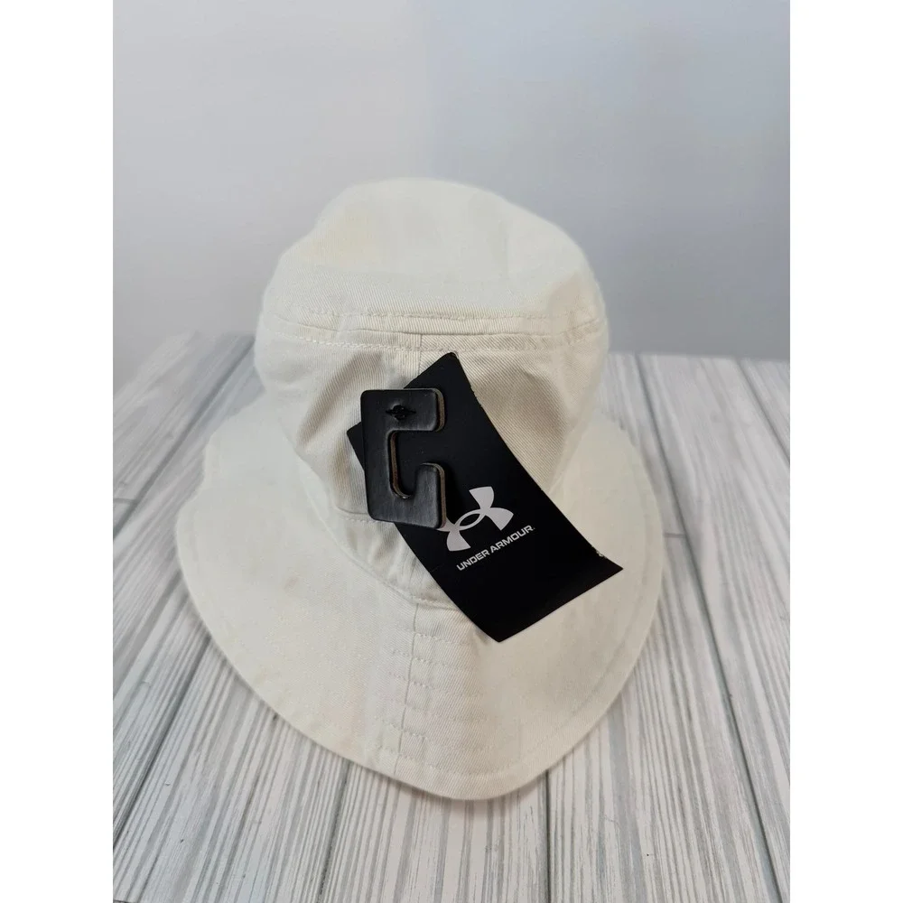 Under Armour Bucket Hat White Cotton Twill‎ Logo Patch 1376704 M/L NEW